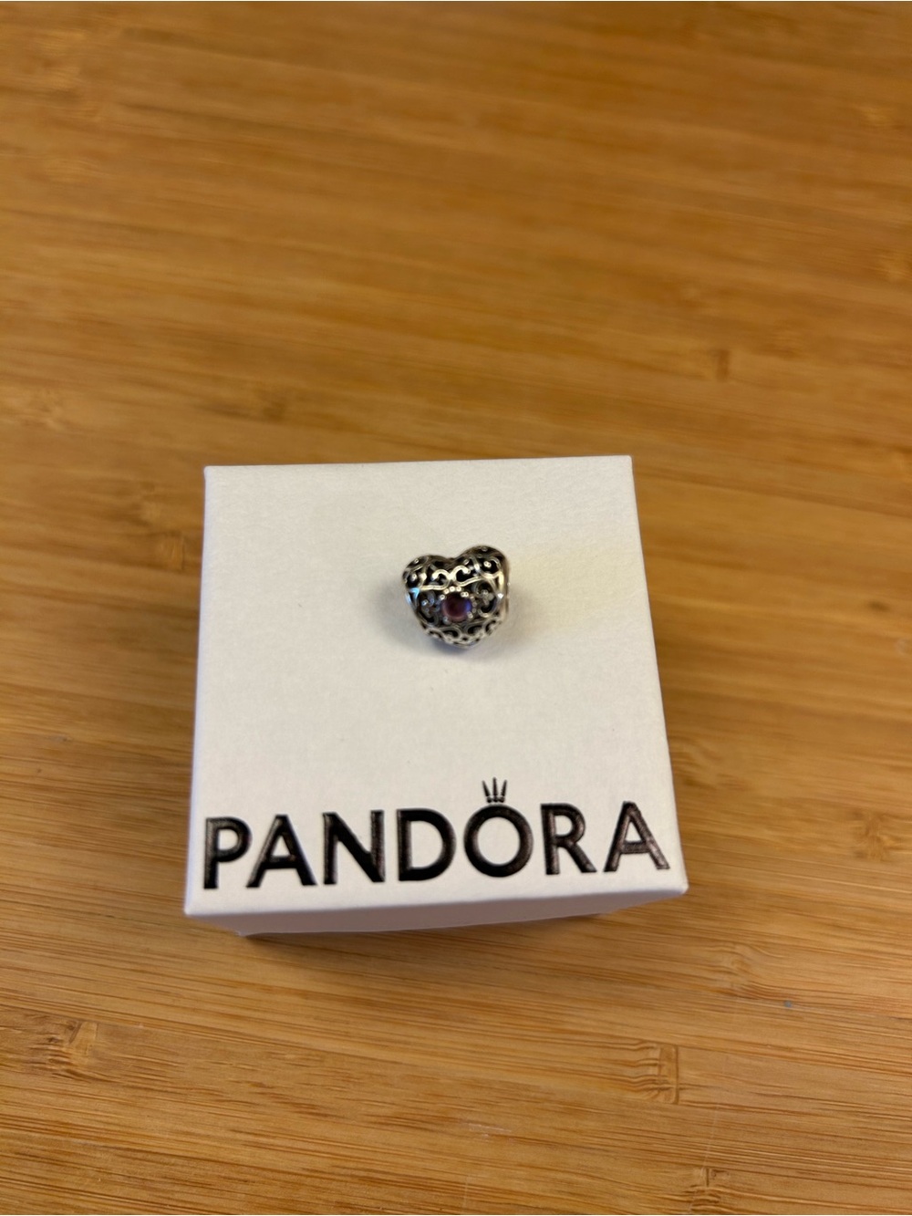 Pandora Silver Heart with Purple Accent